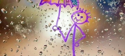 What more can you give the rain but a bright purple doodle!